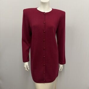 Vintage Isabel Canovas Pure Cashmere Cardigan Jacket Red Wine Tone Size M